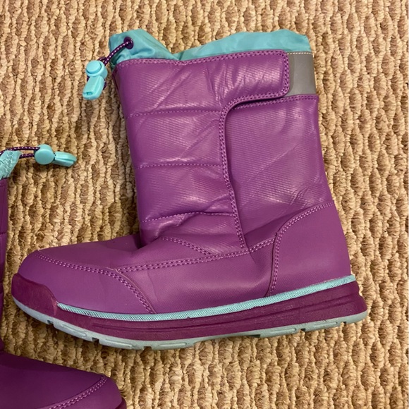 Lands End girls snow boots, size 4, purple and aqua - Picture 3 of 9